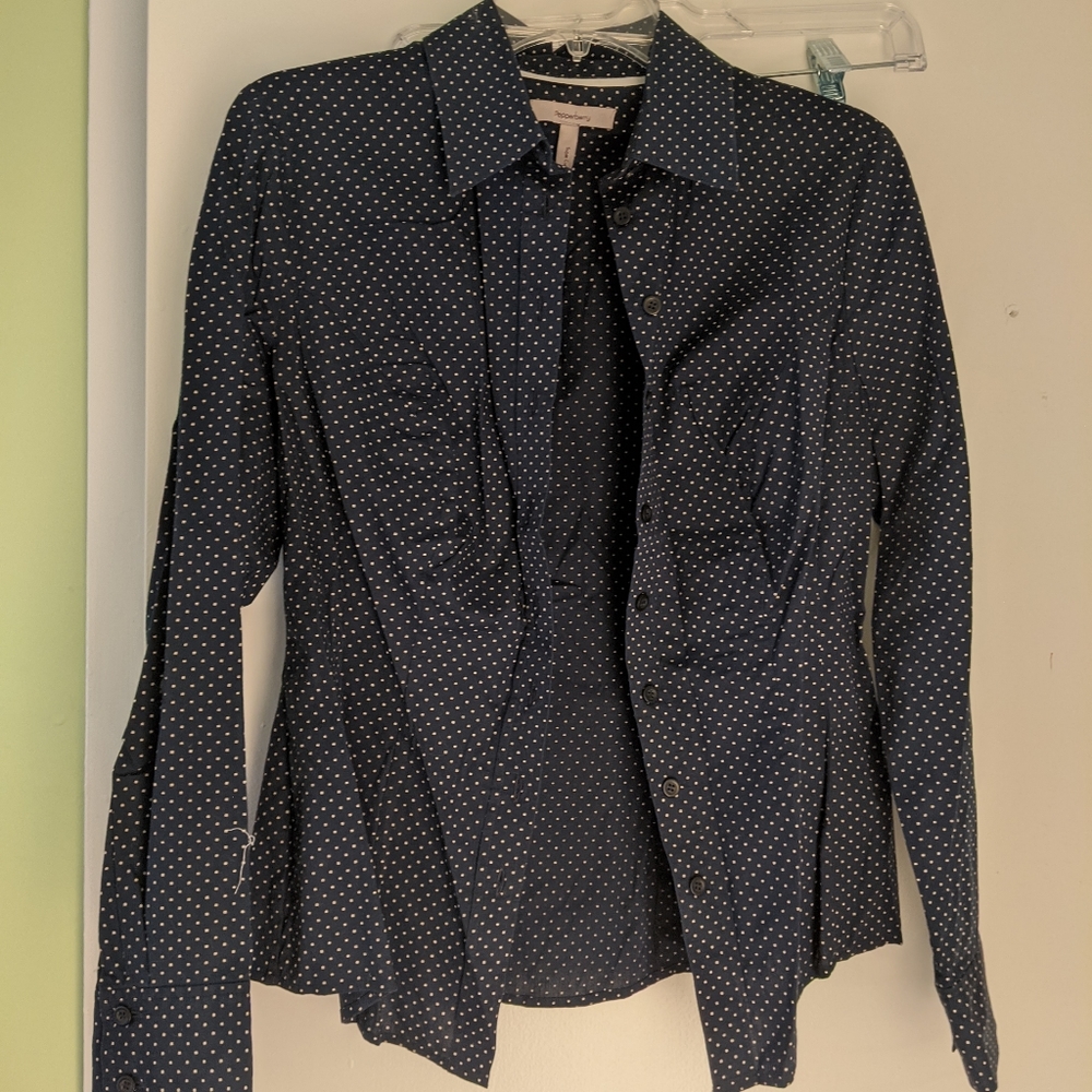 Bravissimo Pepperberry navy dot button down